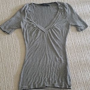 Stretchy striped v neck top